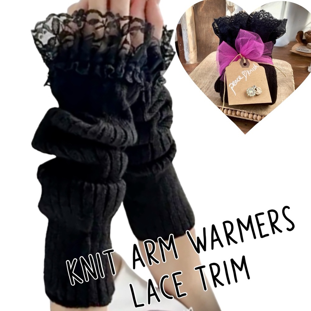 🌸Knit Lace  Arm Warmers Lace Trim